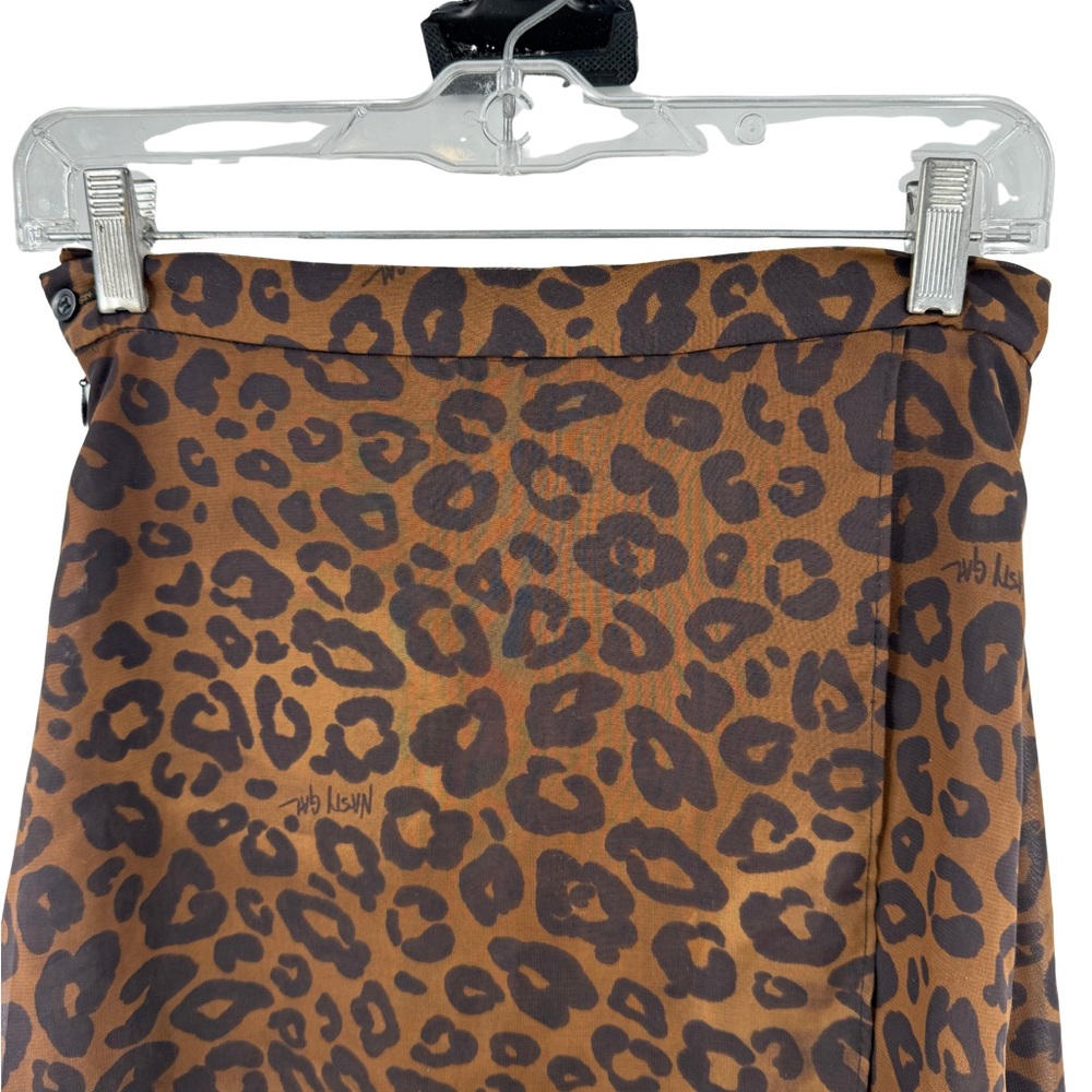 Nasty Gal Leopard Print Asymmetric Sheer Midi Skirt Festival Y2K Indie Sleaze - Picture 3 of 12